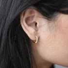Huggie Gemnel Yiwu Jewelry Hot Sale Ladies Gold Plating Opal Brass Huggie Hoop Earring