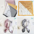 Flower Girls Women Fashion Wholesale Digital Printed Half Streak Half Flower Pattern Satin Silk Hair Girls Scarf