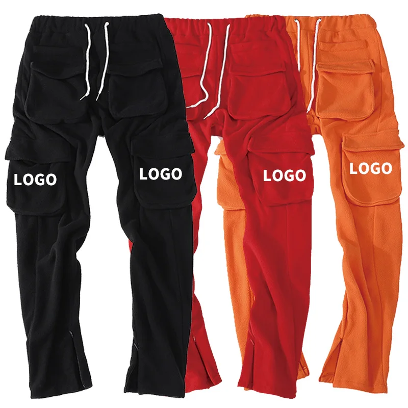 Wholesales Custom Made Men Track Pants Pocket Man Stacked Jogger Cargo