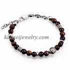 Red Gemstone Bracelet Clasp Red Tiger Eye Gemstone Bead Stainless Steel Muslim Beads Bracelet