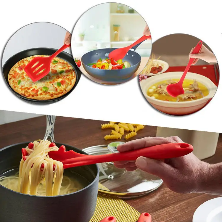 Home and Kitchen Accessories 5Pcs Heat Resistant Food Silicone Kitchen Utensils Cheap Cooking Spatula Set