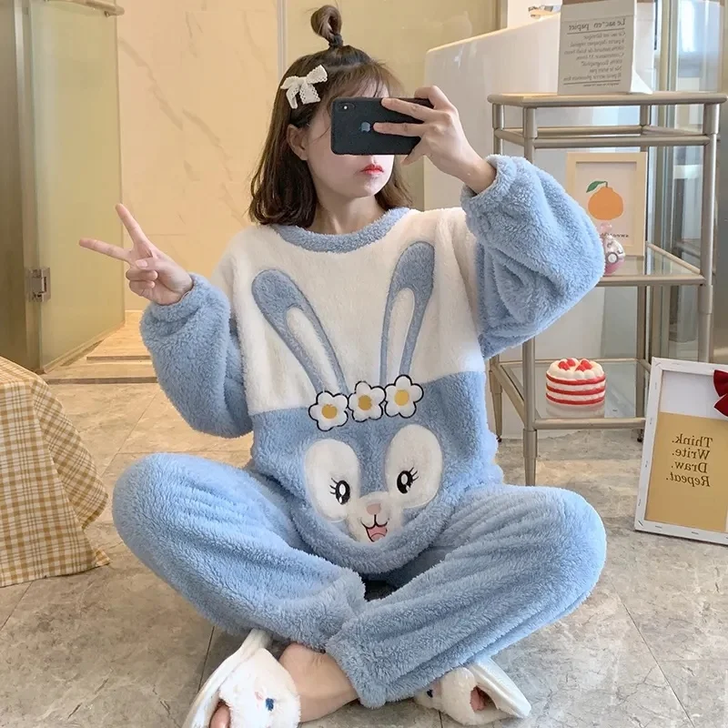 Chic Women's Fuzzy Pajama Sets 2 Piece Pjs Cozy Fleece Oversized Pullover Pants Sets Loungewear