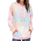 Cotton Hoodie Tie Dye Sweatshirt Long Sleeve Casual Drawstring Pullover Cotton Hoodie Tops With Pocket