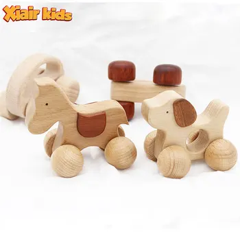 Xiair Wholesale Nursery School Montessori Material Wooden Children Toys Car Wooden Toy Track Wooden Push Toy