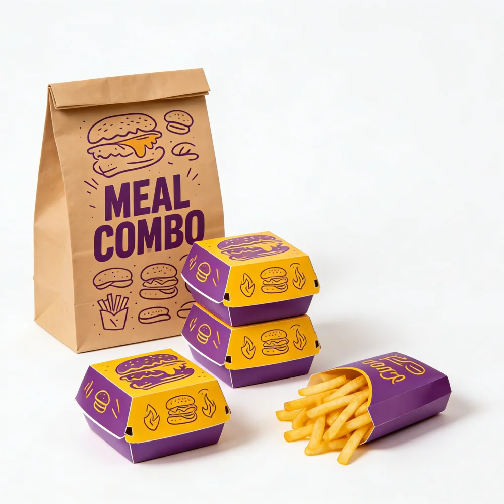 Custom Printed Take Away Fast Food Box Fried Chicken Burger Paper Box Food Container