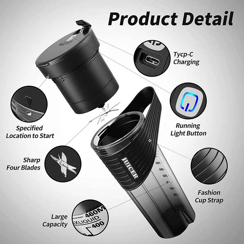 Portable Electric Fruit Juicer Handheld Smoothie Multifunction Maker Blender Stirring USB Rechargeable 3 in 1 Mini Juice Cup