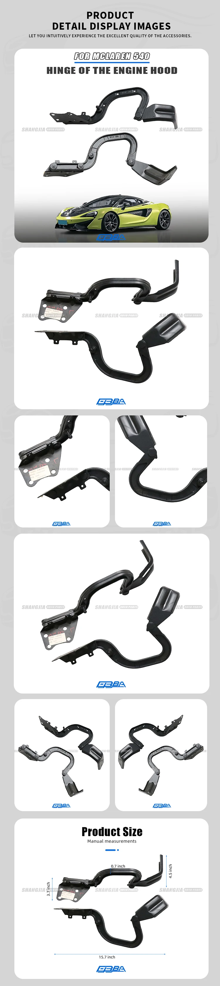 Good Quality Bonnet Hinge Auto Parts Metal Material Hood Hinge For Mclaren 540C Left 13A6312CP Right 13A5155CP supplier