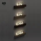 Number Room Sign Led Strips Wooden Light-emitting House Door Plate Hotel Room Number Sign