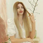 Hair Long Straight Hair With Light Gold Intermediate Score Bangs Rose Elastic Net Hat
