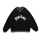 Wholesale Streetwear Unisex Fleece Warm Applique Embroidery V-neck Sweatshirt