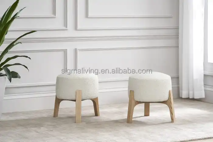 New indoor furniture wood base ottoman lovely high-quality living room armchair stool