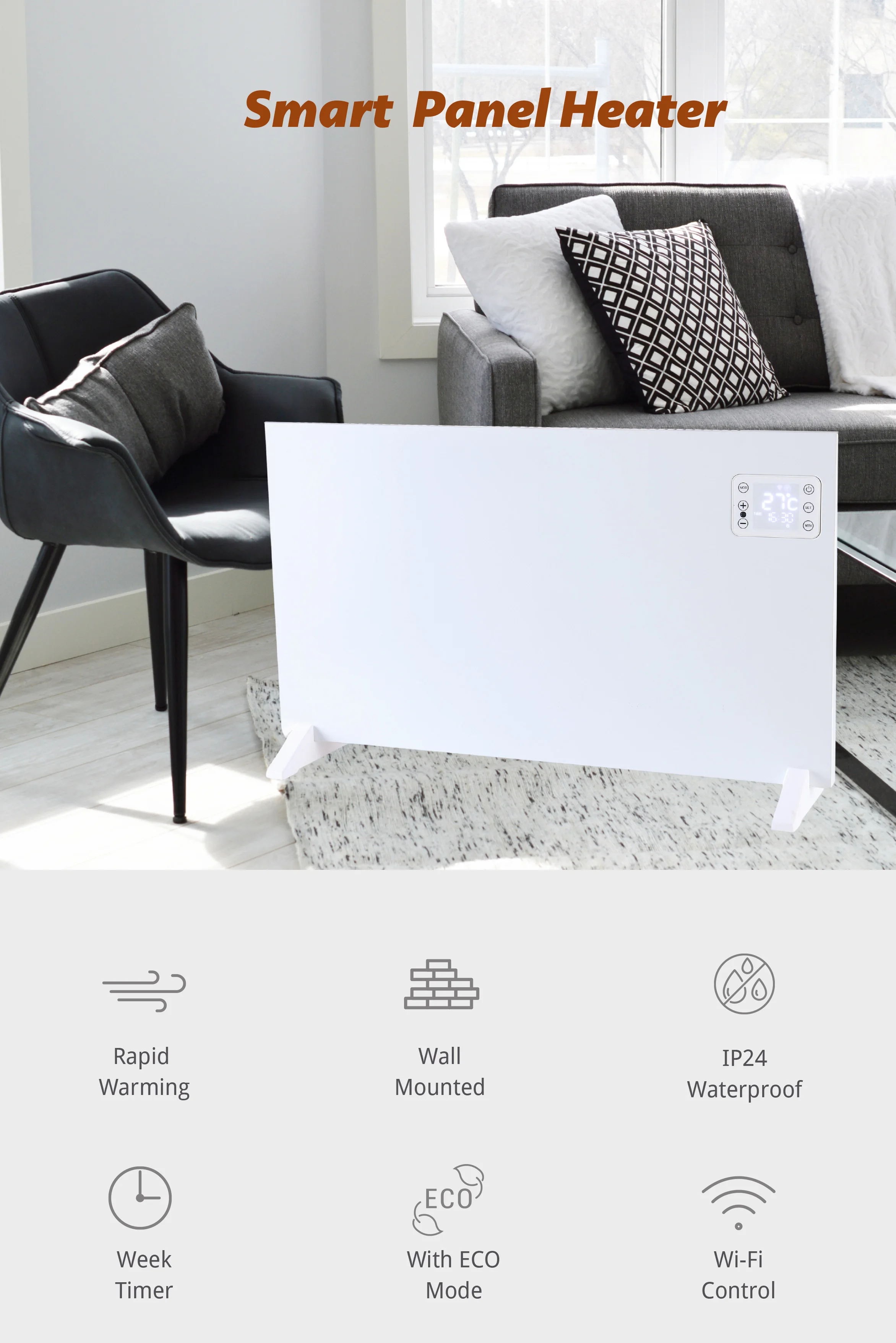 Indoor Convector Panel, 2000W, Portable, Wall - detail 6