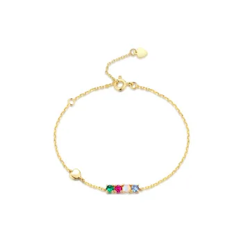 Heart shape multi gemstone opal bar 925 silver bracelet for women