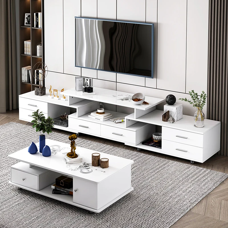 modern nordic style luxury length adjustable tv stands cabinet coffee table combination living room furniture