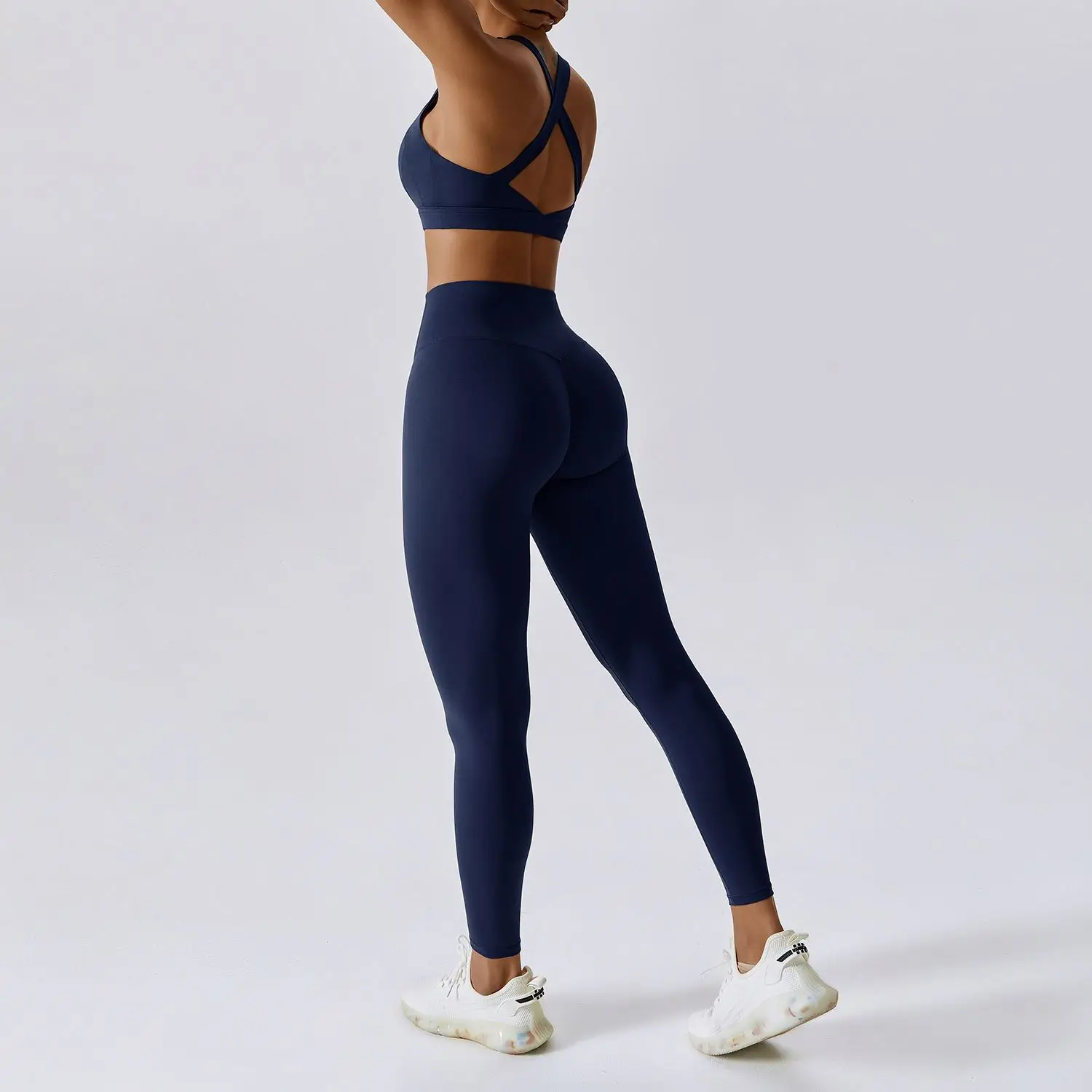 ECBC  New arrival sexy strap back sports bra & workout leggings pants 2-piece women yoga set