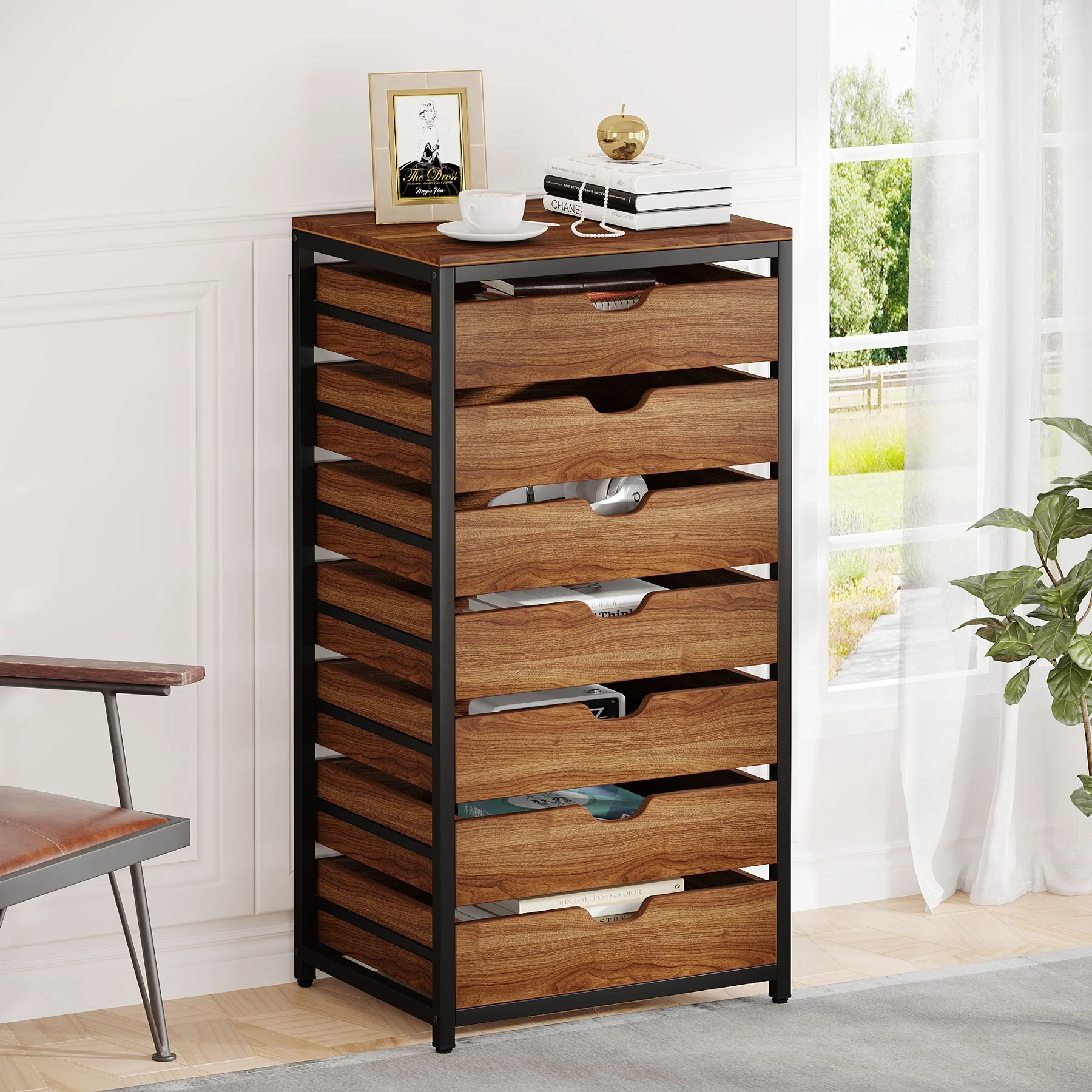 Supply Tribesigns Industrial 7 Drawer Chest Wood Storage Dresser 