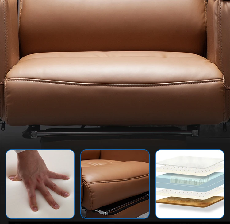 HRZ- Big and Tall Executive Office Chair with Wood Accents Adjustable High Back Ergonomic Lumbar Support, Bonded Leather