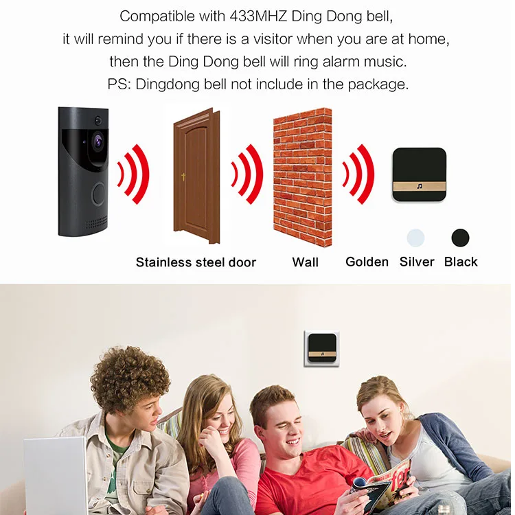 Mobile Phone Control 1080P HD Camera Wireless wifi Smart Door Bell