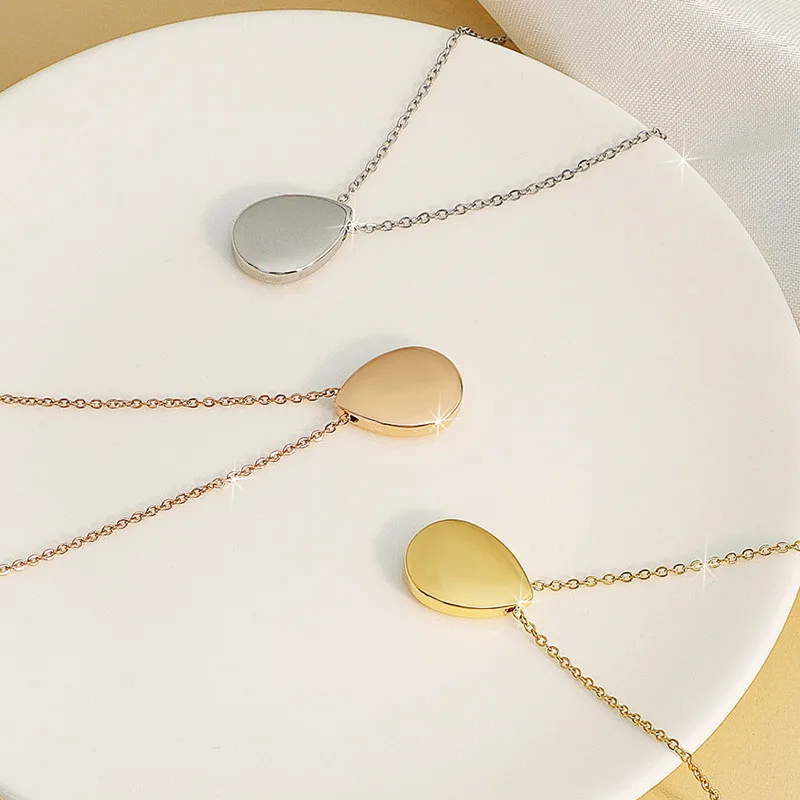 simple drop stainless steel necklace pendants jewelry,custom women's fashion gold jewelry