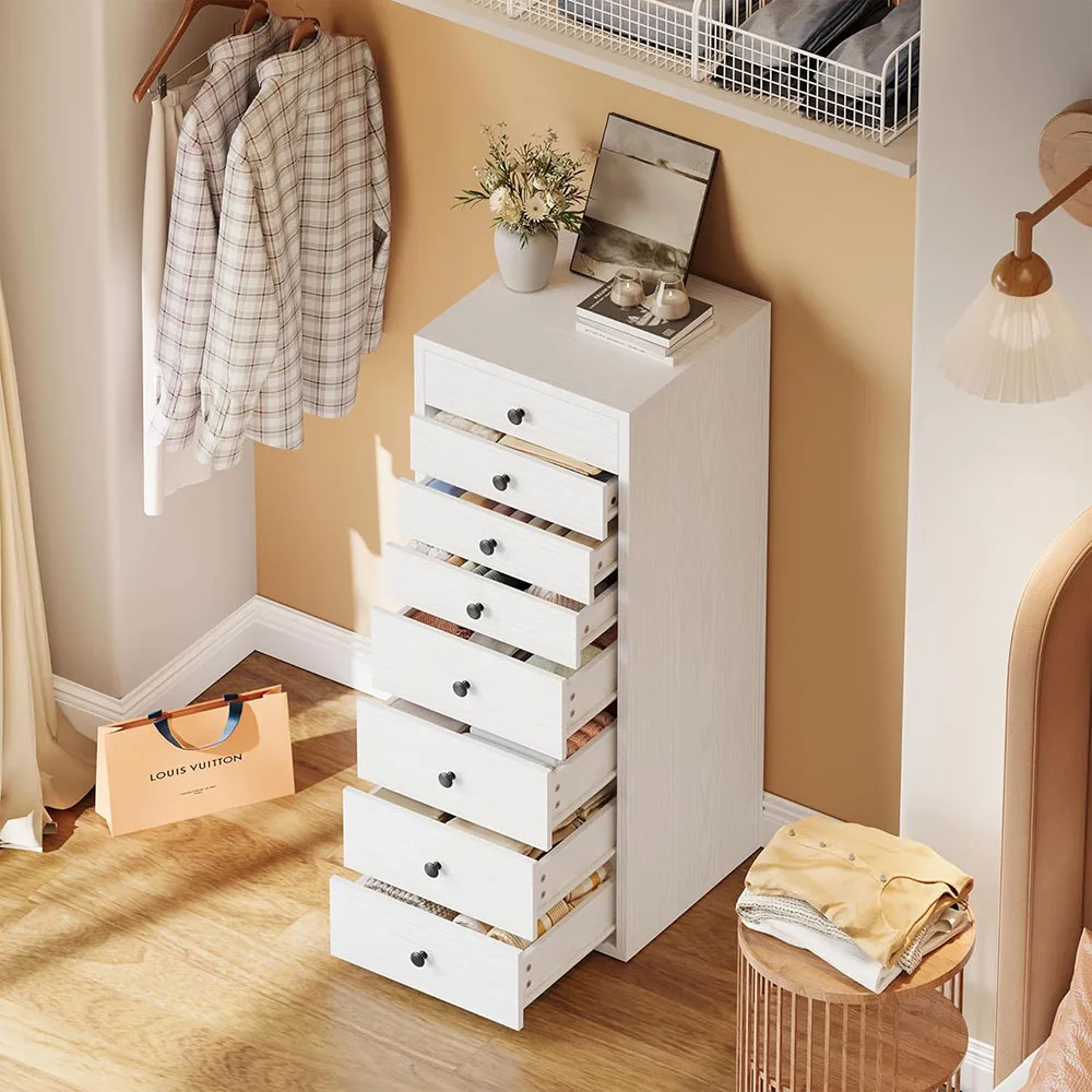 product modern 8 drawer dresser for bedroom tall narrow wood chest of drawers with storage organizers-6
