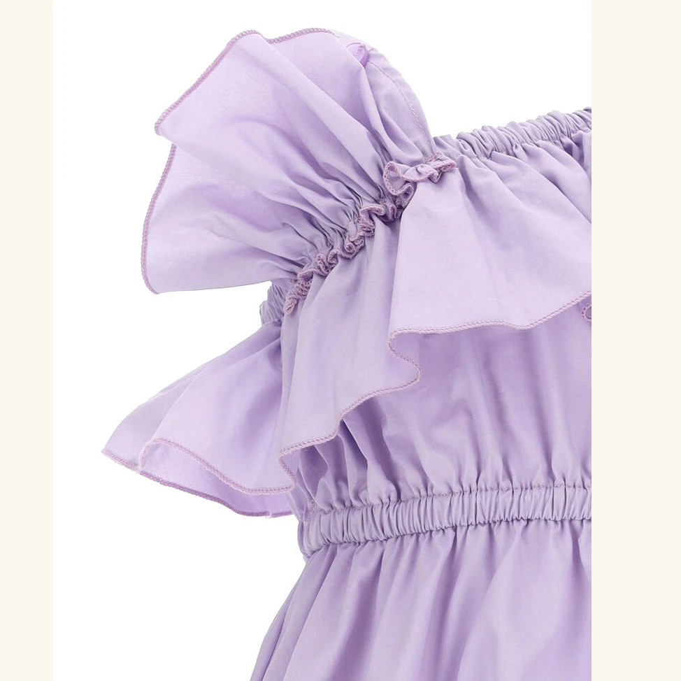 Custom fashion cotton woven latest children kids summer dress designs  lavender color daily wear dress girl with ruffle