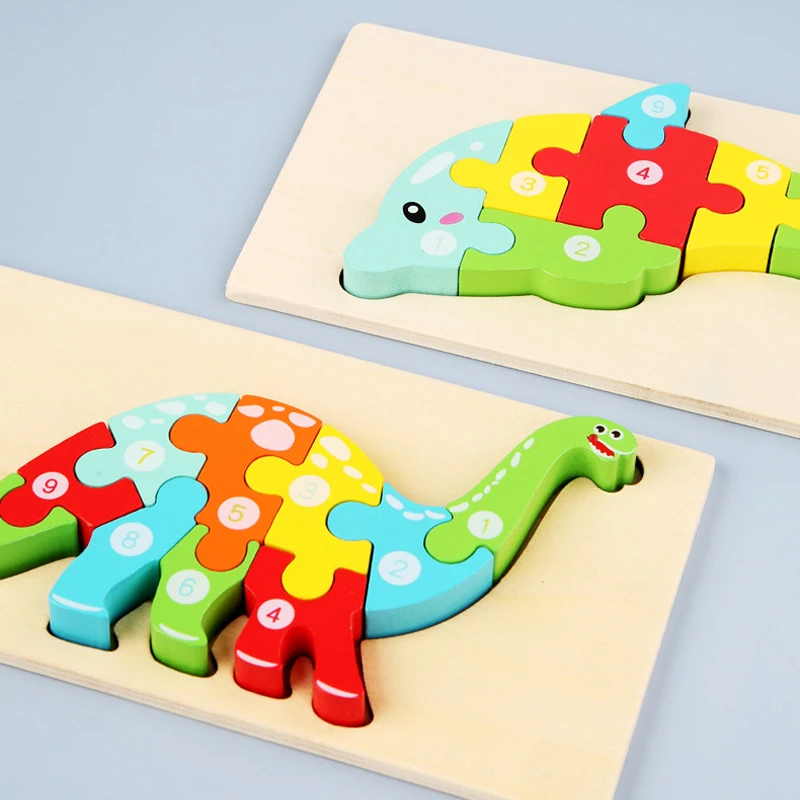 Cartoon Animal Jigsaw Wholesale Wooden Puzzles, 3D Puzzle Jigsaw, 3D Wooden Animal Puzzle For Kids