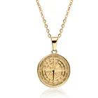 Gold Pendant Men Gemnel Jewelry Brass 18K Gold Plated Disc Compass Pendant Necklace For Men