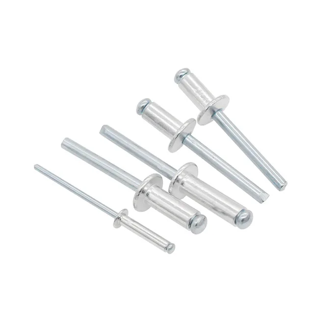 High Quality 3.2mm 4mm 4.8mm 5mm 6.4mm DIN7337 Dome Head Open End Aluminum Body Steel Mandrel Pop Rivets Aluminium Blind Rivet