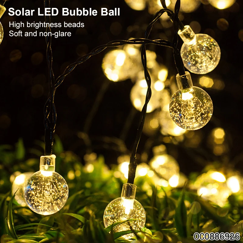 9.5m 50pcs led garden christmas wishing decoration tree ball lamp string solar  home decor