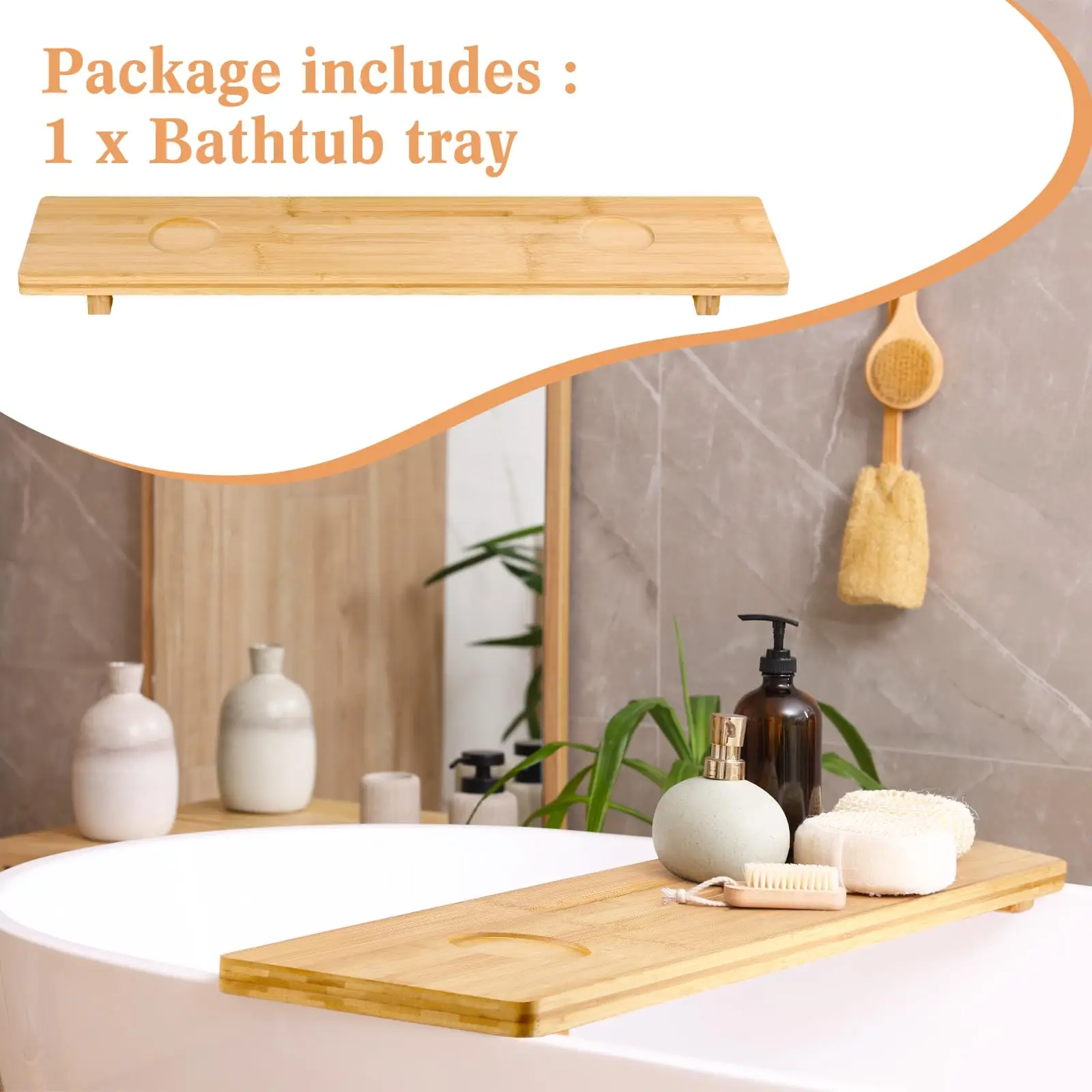 product large spa like wooden bamboo bath tub tray with anti tipping feature table rack accessories for bathrooms set of accessories-6