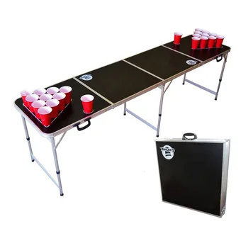 YILU Foldable Beer Pong Game Table Aluminium Folding Camping Height Adjustable Long Picnic Table