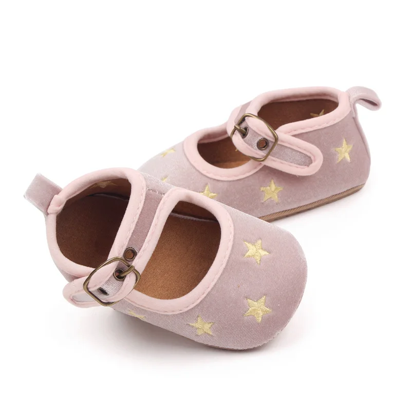 Spring and Autumn suede stars soft soled non-slip infant walking shoes for girls factory