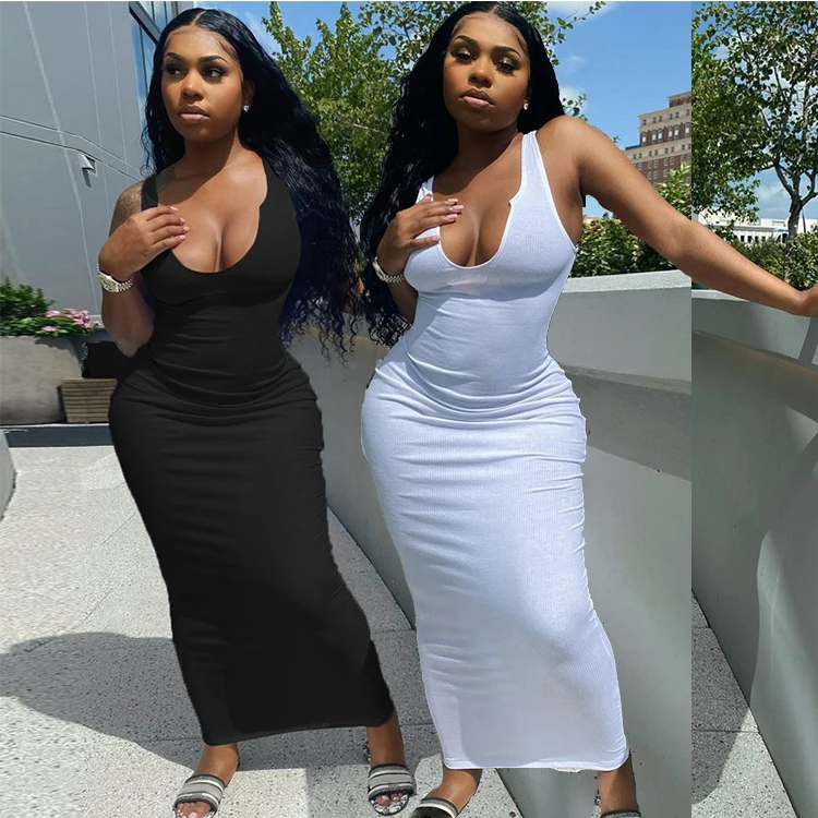 Sexy V Neck White Long Bodycon Dress 