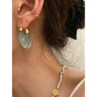 Hoop Earrings Ins Style Premium French Vintage V-shaped Clear Crystal Colorful Resin Glass Hoop Earrings