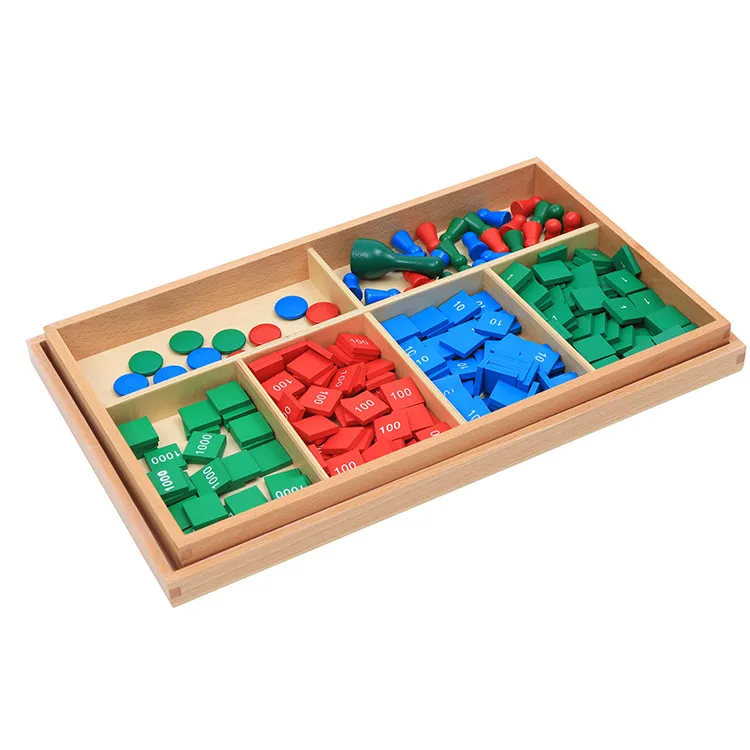 Montessori Stamps Game Blocks Beechwood Toy Children Math Early Learning 