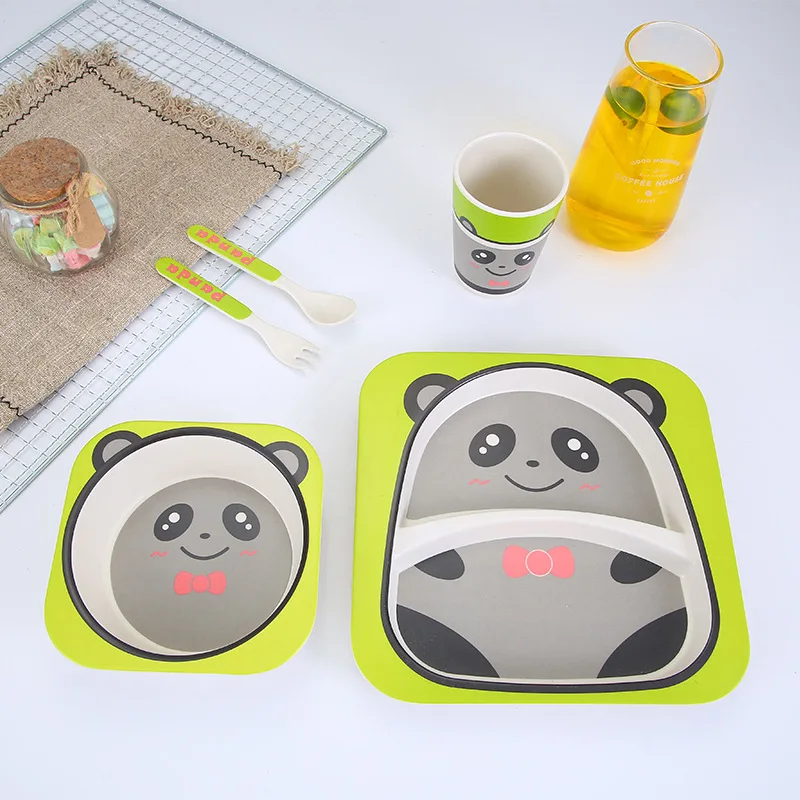 New Design Cute Animal Shape Melamine Kids Eating Bowl And Plate Baby Bowl With Drinking Bottle