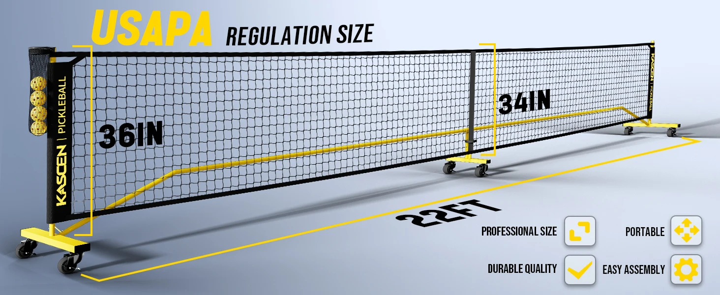 Kascen 22ft Pickleball Nets Outdoor Regulation Size With Wheels,Court