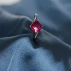 Jewelry Red Fashion Jewelry Engagement Diamond Wedding Sterling Silver Beautiful Red Crystal Female Ring
