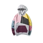 Streetwear Hoodie Custom Hip Hop Streetwear Multi Color Block Hoodie For Men