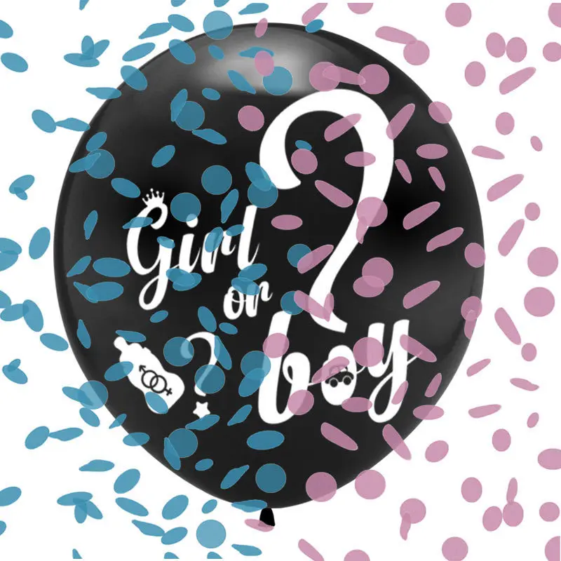 36 inch black Gender Reveal confetti balloon boy or girl Question Mark Balloon baby shower party decorations set