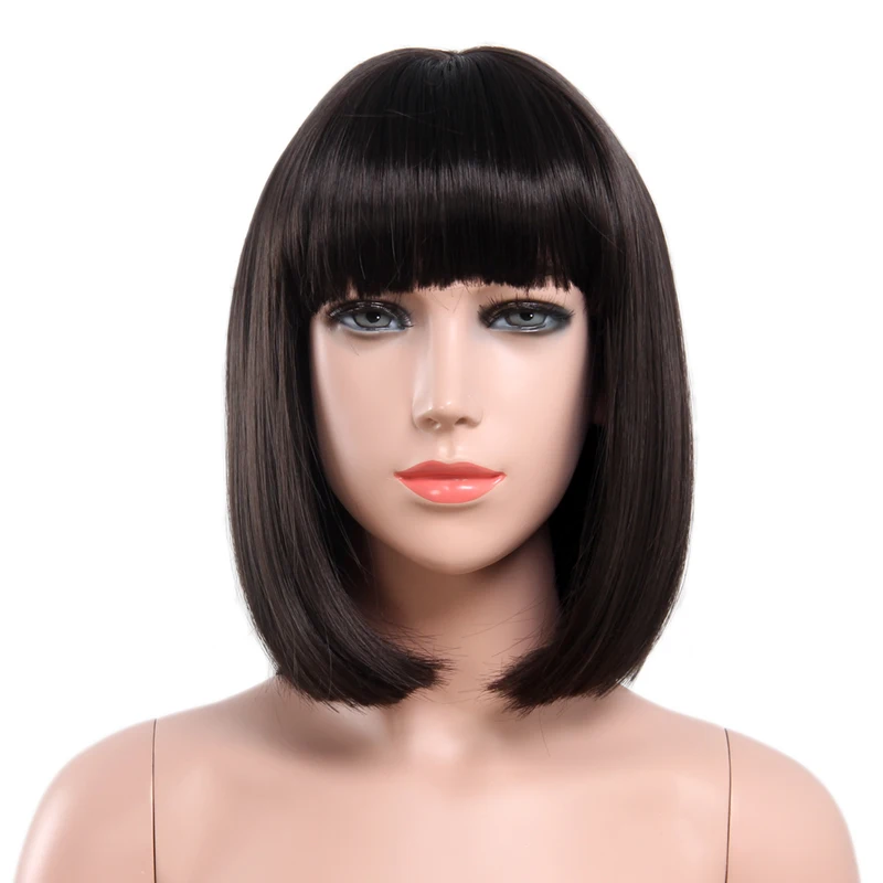 Dark Brown Straight Short Haircut Bob Style Children Girl Wig With Wig Cap  - Buy Girl Wig,Short Bob Wigs,Children Wig Product on 