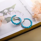 Earrings Earrings Fashion Charm Turquoise Gem Earrings 925 Sterling Silver Hoop Earrings For Women