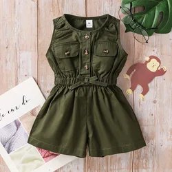 High quality newborn baby girls jumpsuits summer sleeveless solid kids bodysuits boutique baby rompers overalls