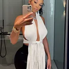 Scarf Blouse New Wholesale Fashion Sexy Irregular Scarf Open Back Umbilical Top Blouse