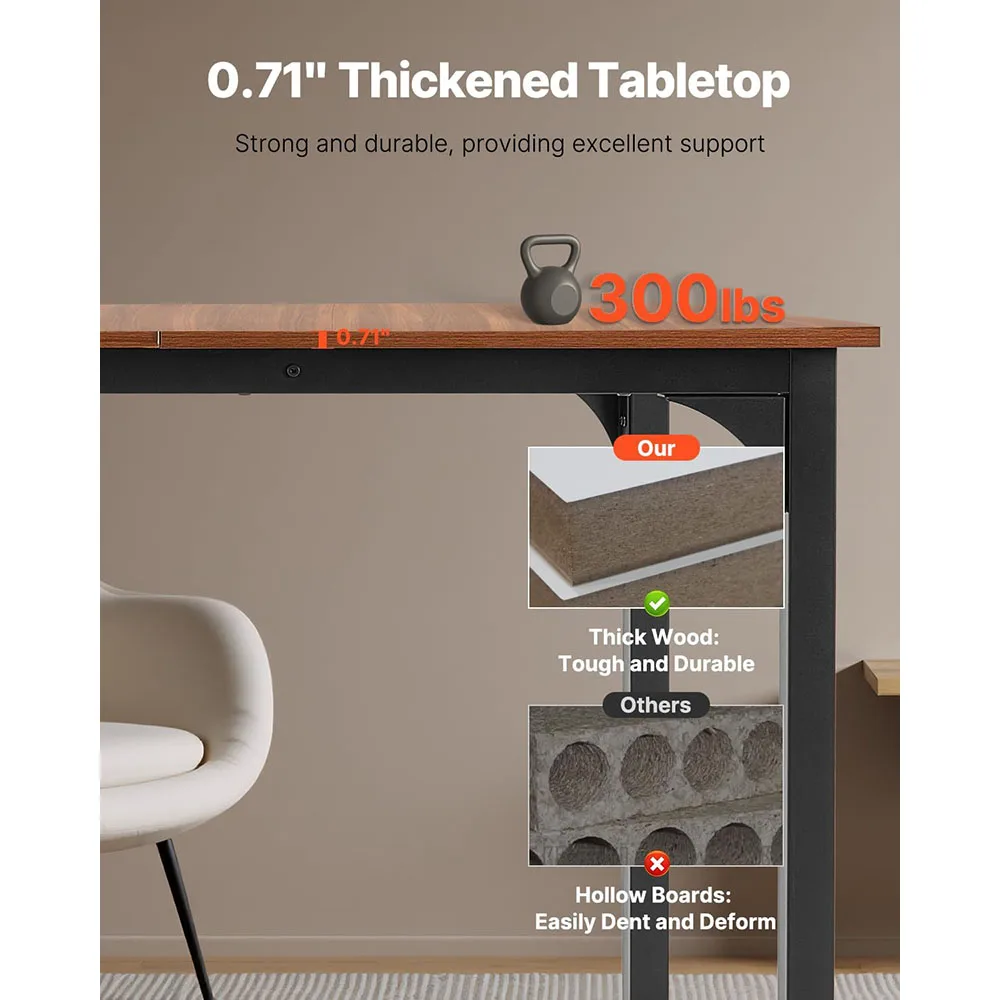 Modern Rustic Rectangle Dining Table Wood & Metal Construction Iron Legs 6-8 Person Durable Home Dining Furniture manufacture