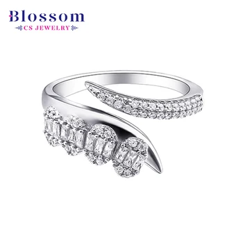 Blossom CS Jewelry Wholesale High Quality Sterling Silver 925 Classic Cubic Zirconia Engagement Wedding Ring Fine Women Jewelry