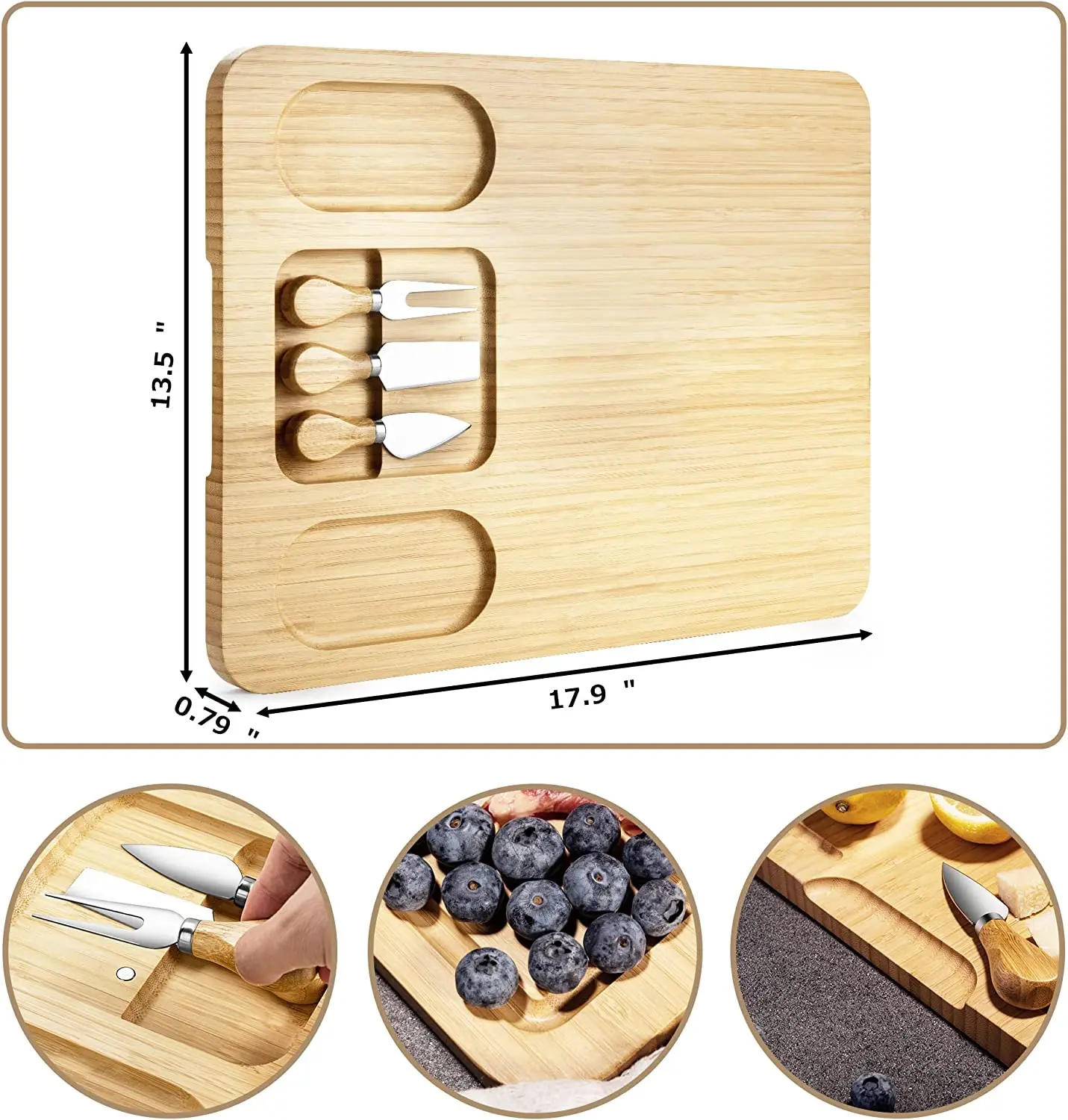 product unique rectangle bamboo charcuterie board set includes magnetic knife set for cheese and cutting gifts-2