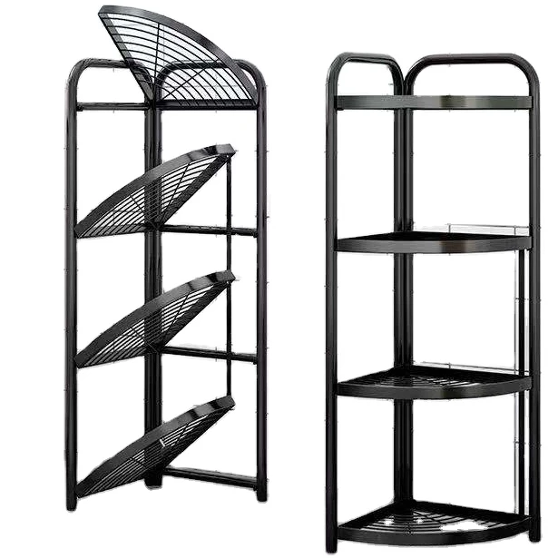 cheap and good quality 3 tier wire rack corner folding shelf for kitchen bathroom living room