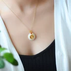 Jade Pendant Stone Black Nephrite Jade Pendant The King Return Back Round Jade Charm Necklace Nephrite Stone