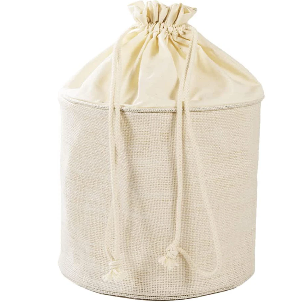 High Quality Wholesale Women Cotton Canvas Round Bucket Handbag Organizer Canvas Cosmetic Bag